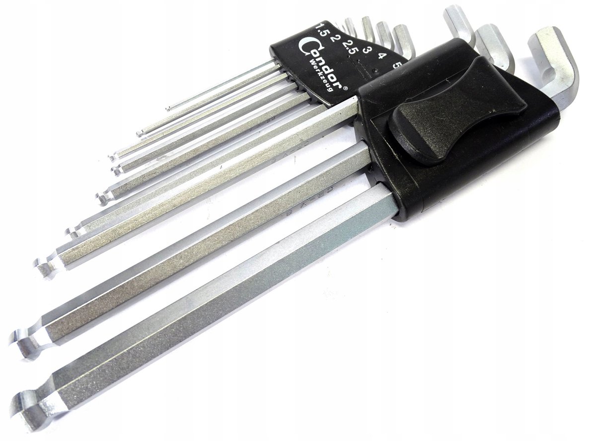 Inbussleutelset met kegelkop 1,5-10 mm, 9-delig