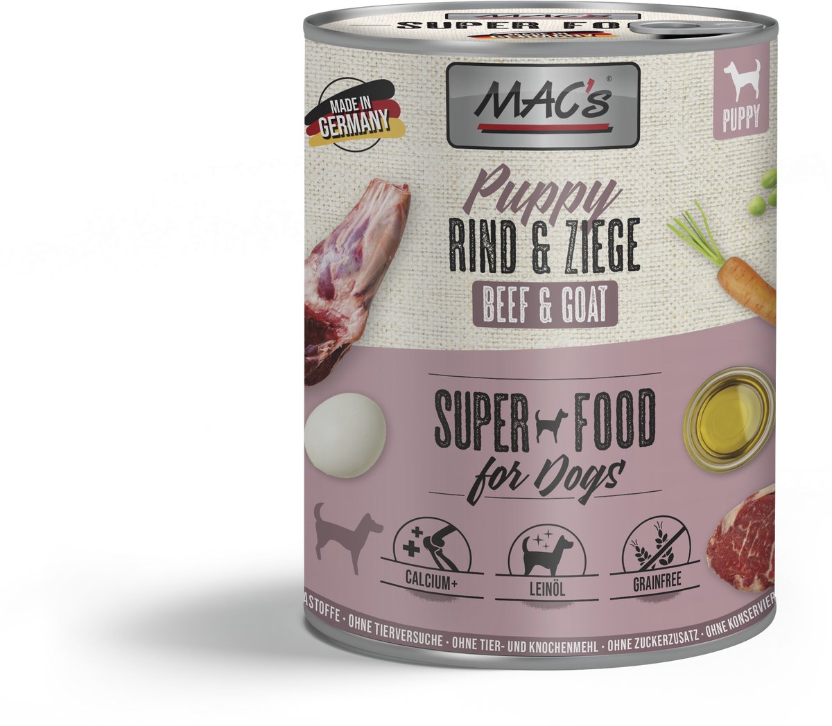 MAC's DOG - Puppy Blik 6x800g - Rund & Geit