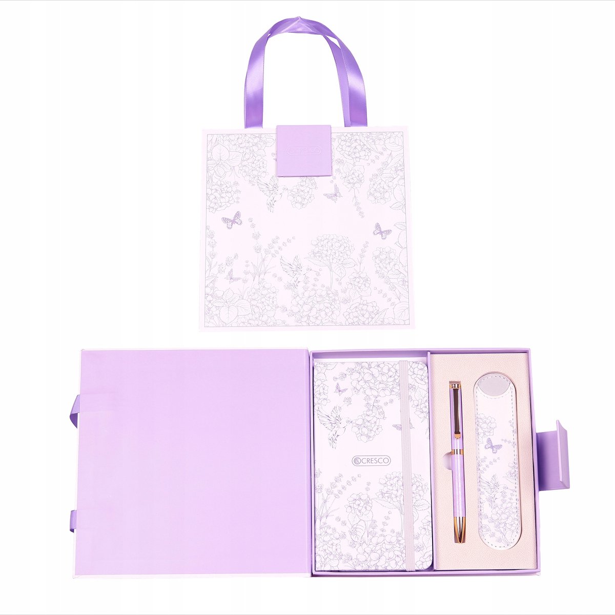Premium Paars Schrijfset: Pen, Notitieboek & Etui