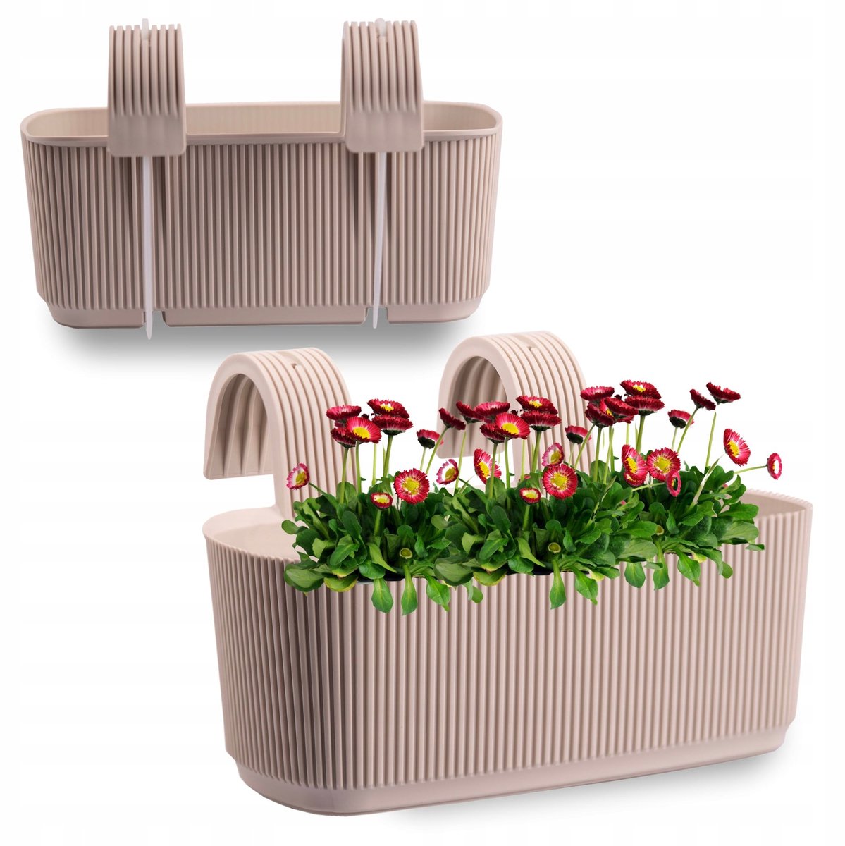 Beige balkonpot 29 cm - Ophangbaar, weerbestendig