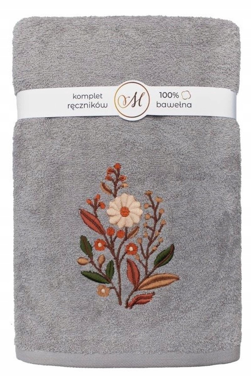 3-delige Handdoekenset Katoen 70x140cm, 50x100cm, 30x50cm - Grijs