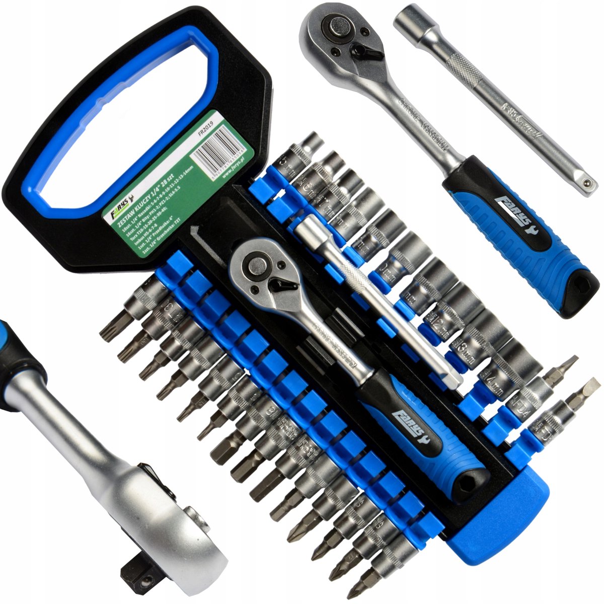 28-delige Doppenset 1/4" met Bitset en Ratel