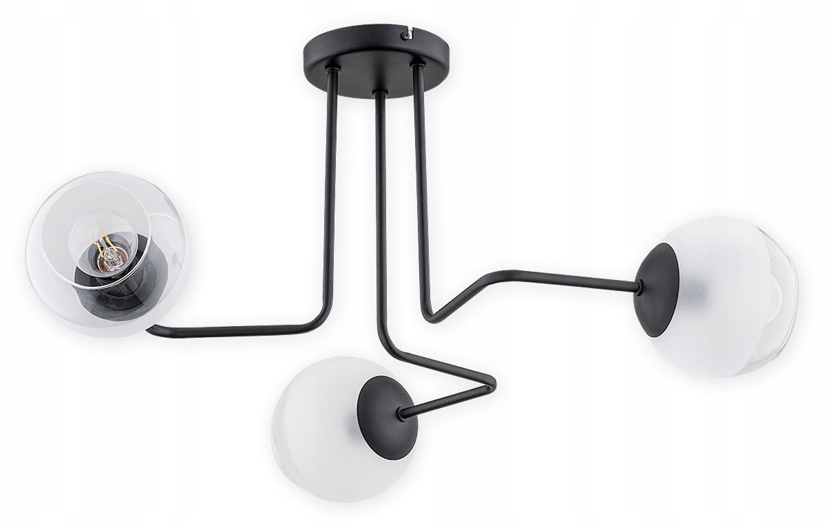 Pinox Hanglamp 3-lichts Zwart Mat Wit Mat Glas