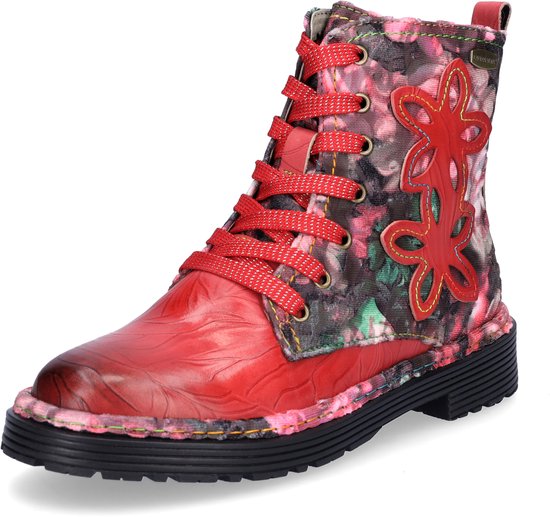 Bottines à lacets pour femmes Laura Vita en rouge
