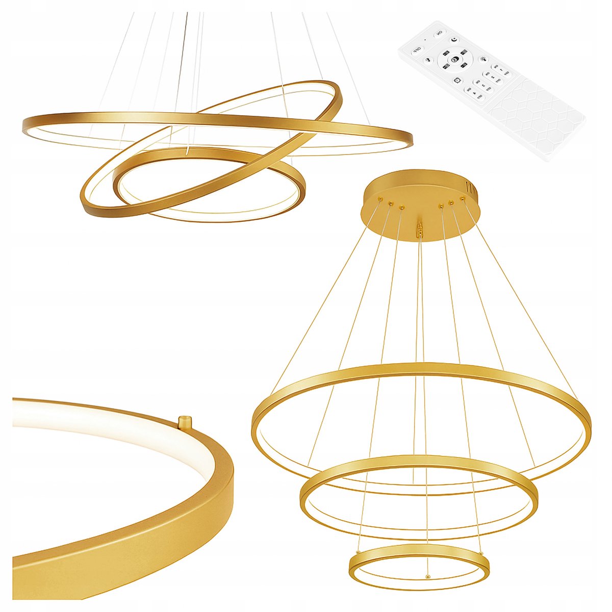 Ring LED Plafond Hanglamp Ø60cm Goud 3000-6500K Modern