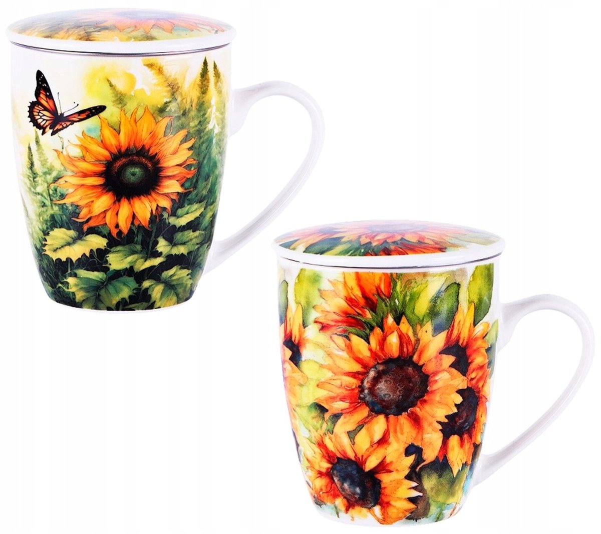 Veroni Canvas Mok met Zetgroep - Zonnebloemen - 360ml - Porselein