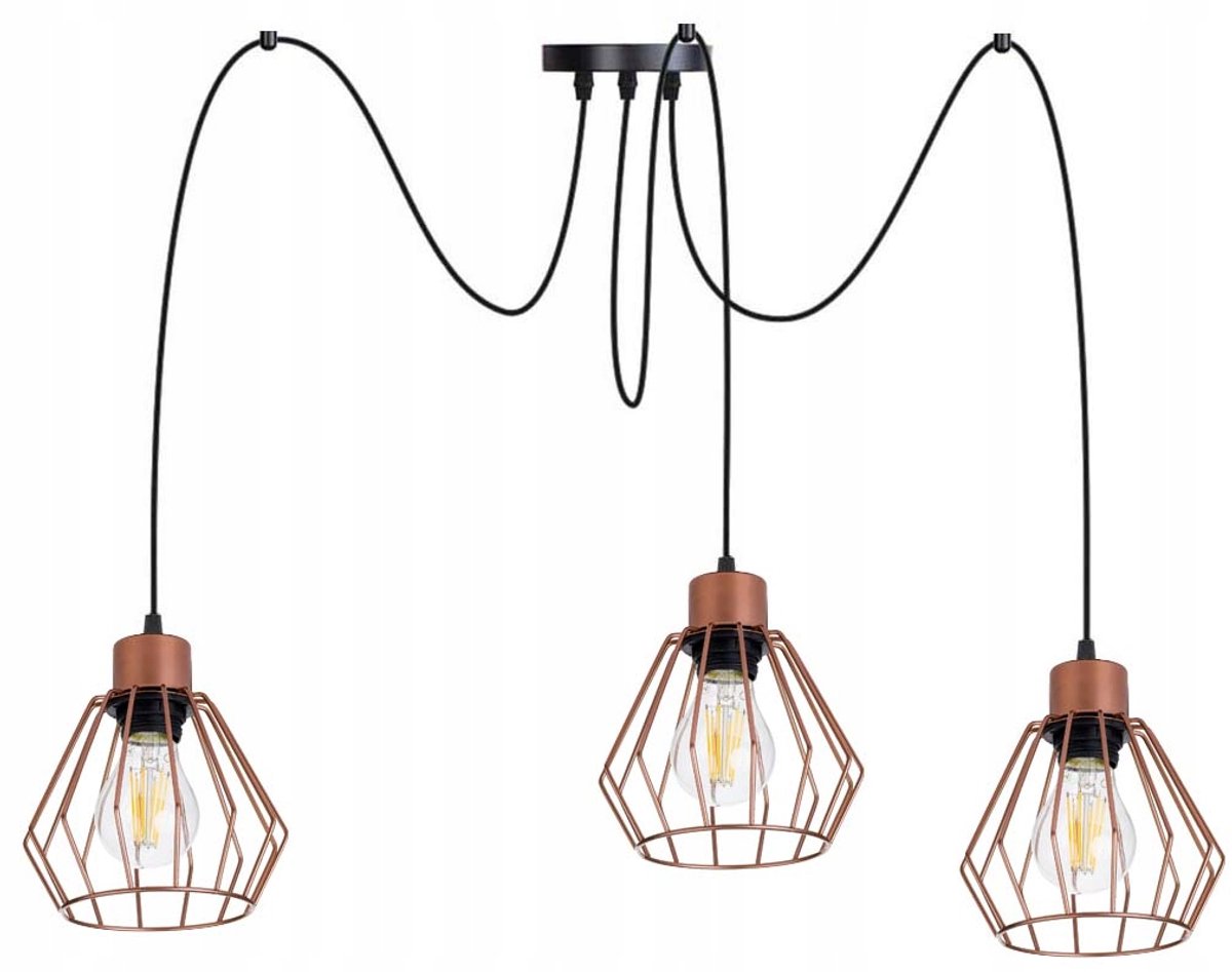 Hanglamp ZWIS Loft 3xE27 Koper Draadklossen