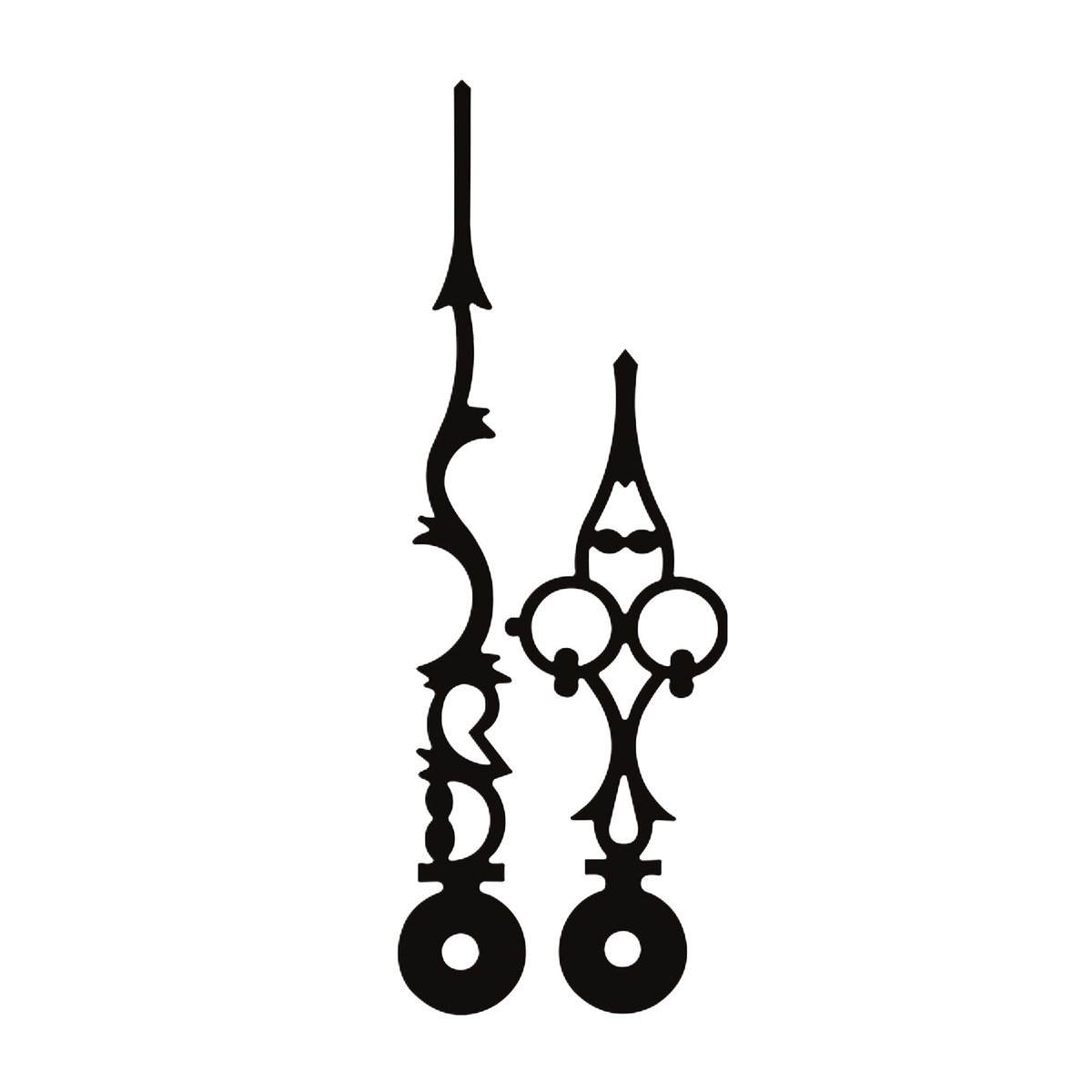 Wijzerpaar voor radiogestuurde klokken, antiek zwart mat, lengte minutenwijzer: 70 mm, min.-uur-Ø: 3,5, uur-Ø: 5