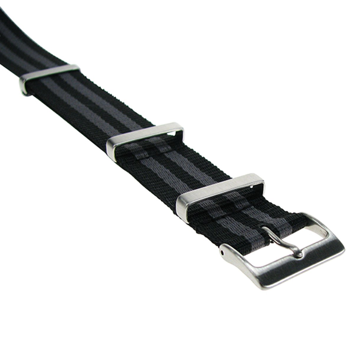 Nylon band zwart-grijs gestreept, 20mm