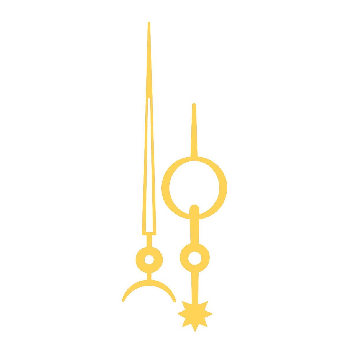 Wijzerpaar voor mechanische Breguet gele minutenwijzer - L: 80 mm