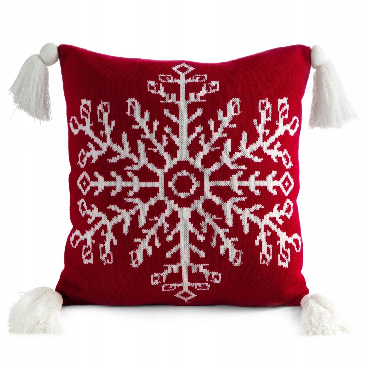 Kerst Sierkussenhoes 45x45cm Rood met Witte Sneeuwvlok - Feestelijk Decor