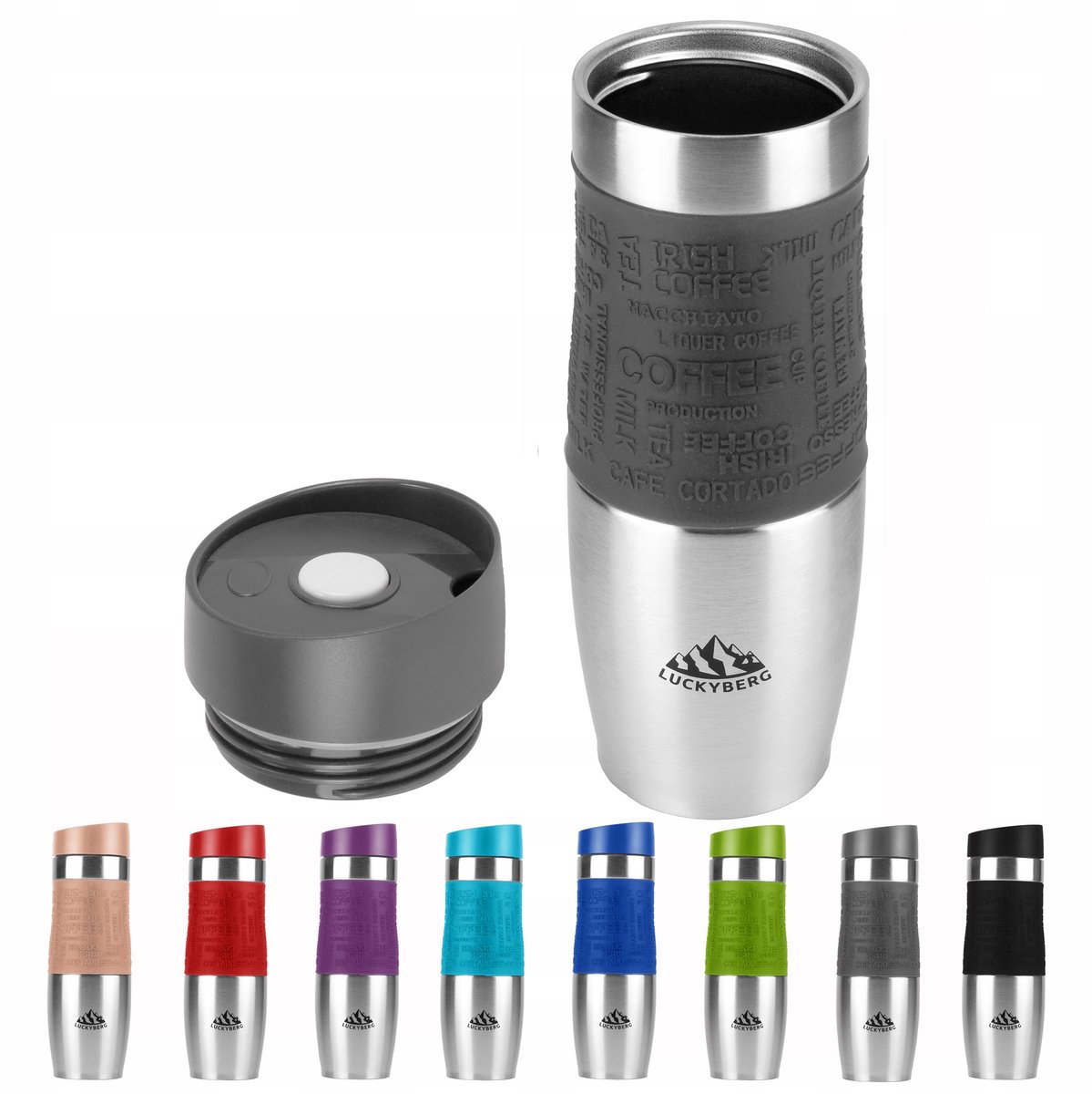 LUCKYBERG Thermosbeker 480ml - RVS, Lekvrij, 6u Warm/8u Koud