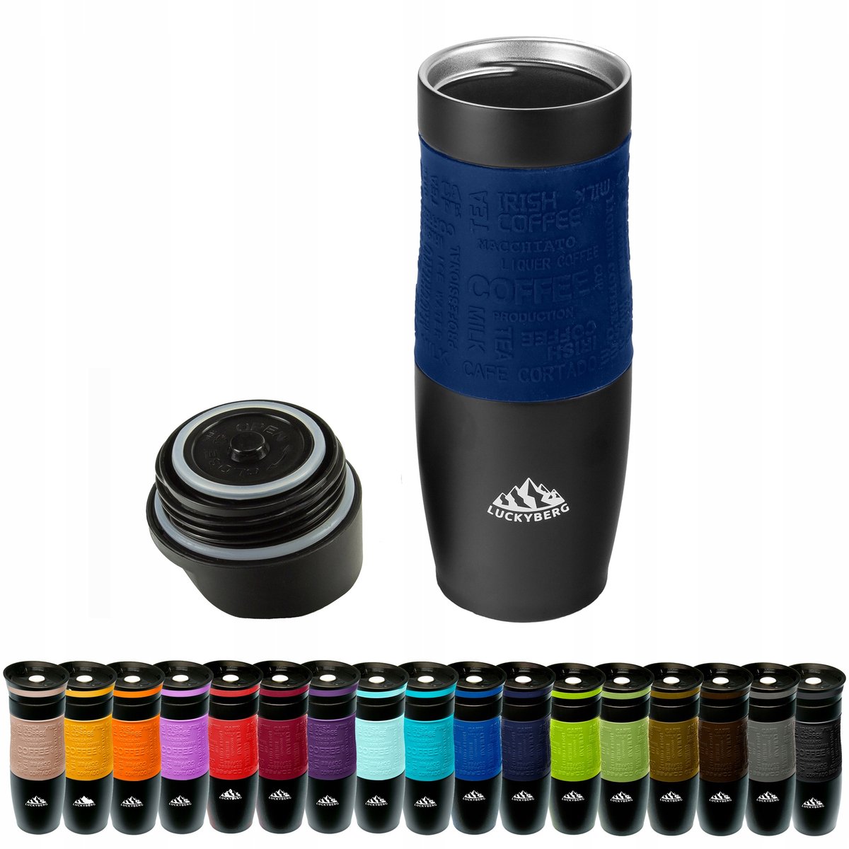 Luckyberg Thermosbeker 400ml - RVS, Blauw, 6u Warm, 8u Koud