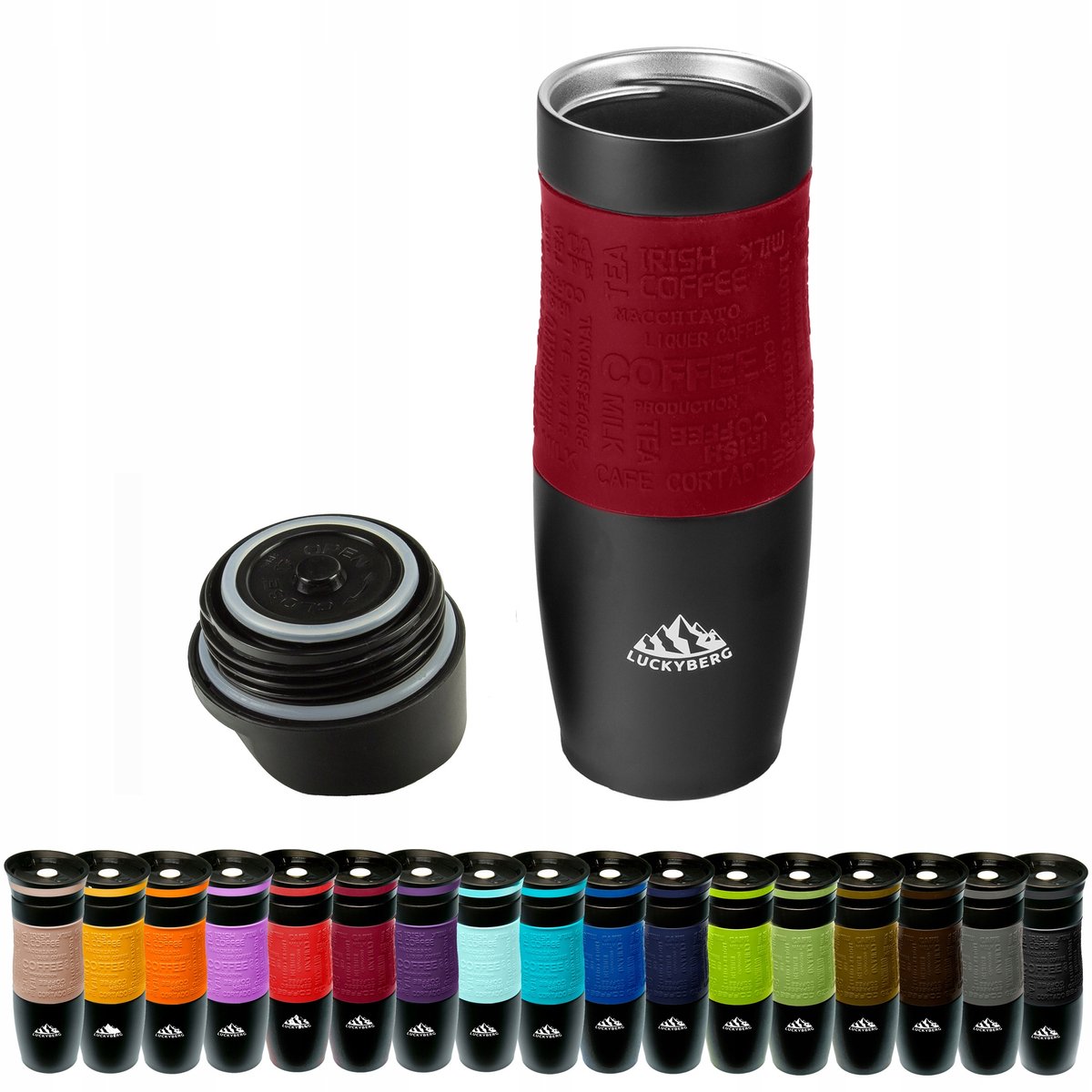 Luckyberg Thermosbeker 480 ml - Rood, RVS, Lekvrij