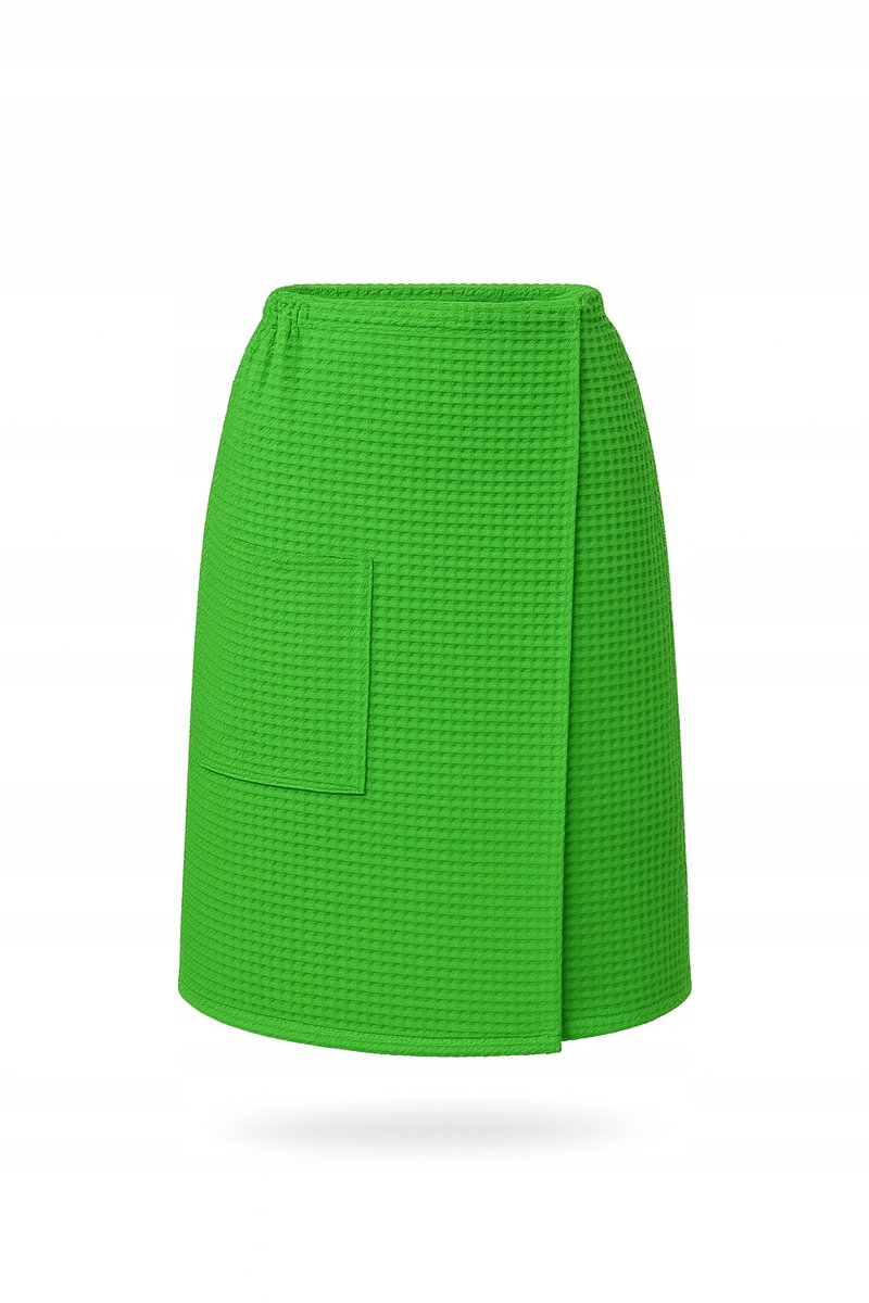 VitalHome Wafelkilt Sauna Pareo Groen 100x150cm met Zakje en Klittenband