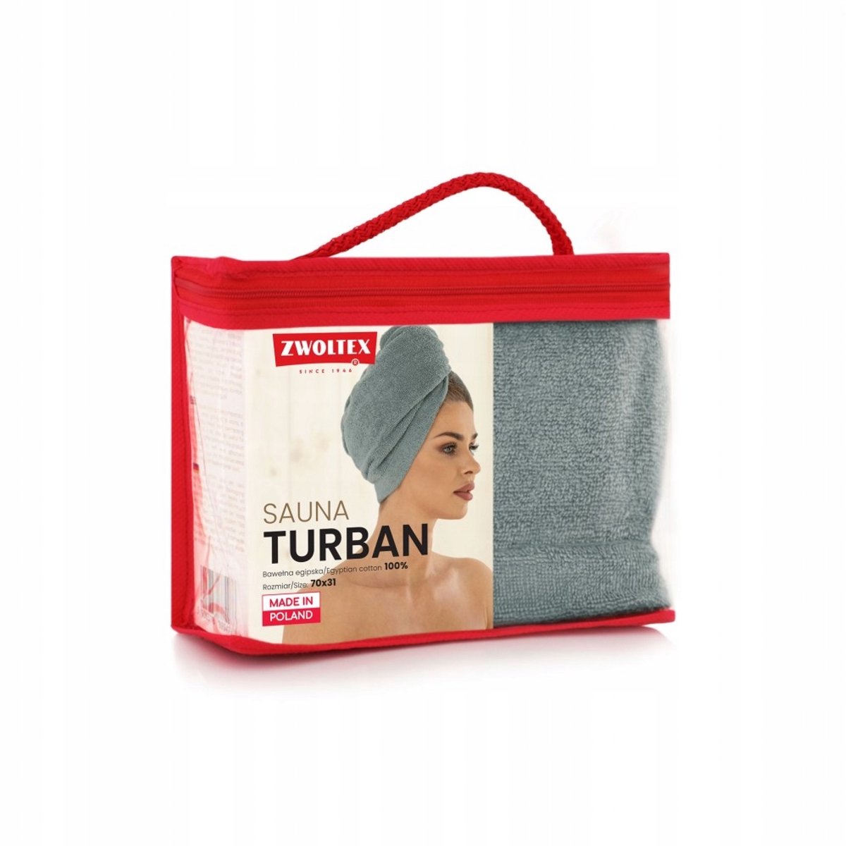 Zwoltex Sauna Turban - 100% Egyptische Katoen met Knop - Grijs