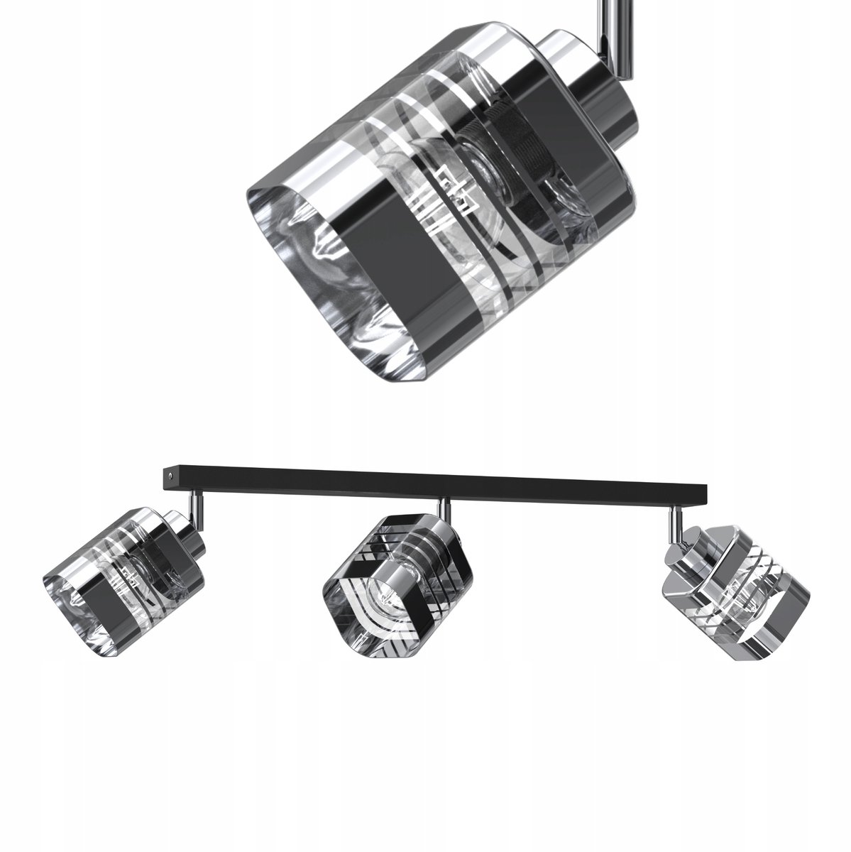 Plafondglas E27 Chroom 3-Lichts Lamp - Nederlands Product