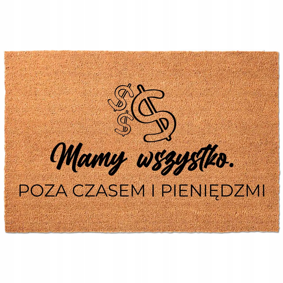 Kokosmat Deurmat Beige 40x60cm - "No Time or Money"