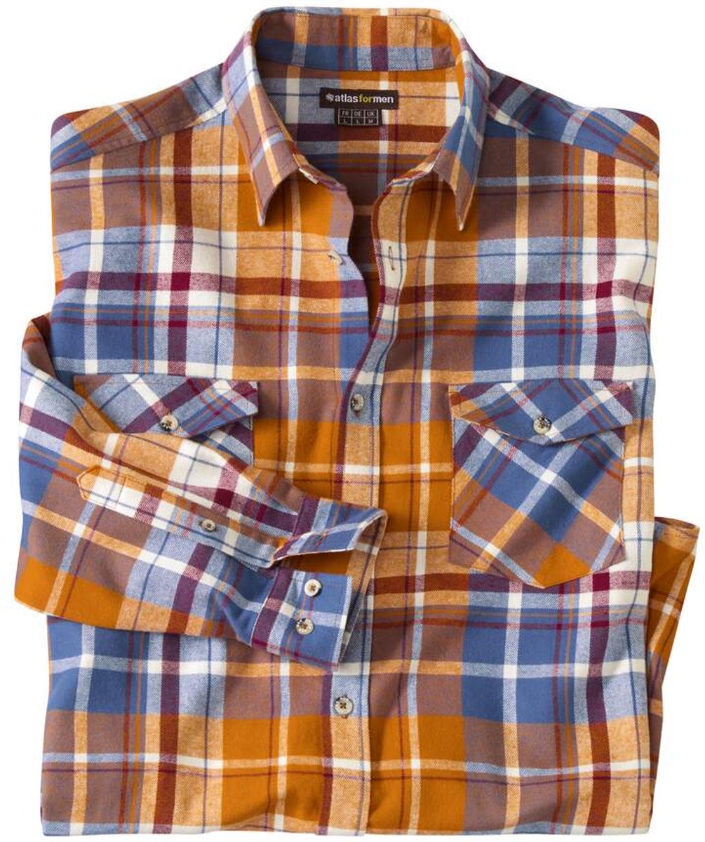 ATLAS FOR MEN - Flanellen overhemd met ruitjes - Heren - Verkrijgbaar in grote maten - M