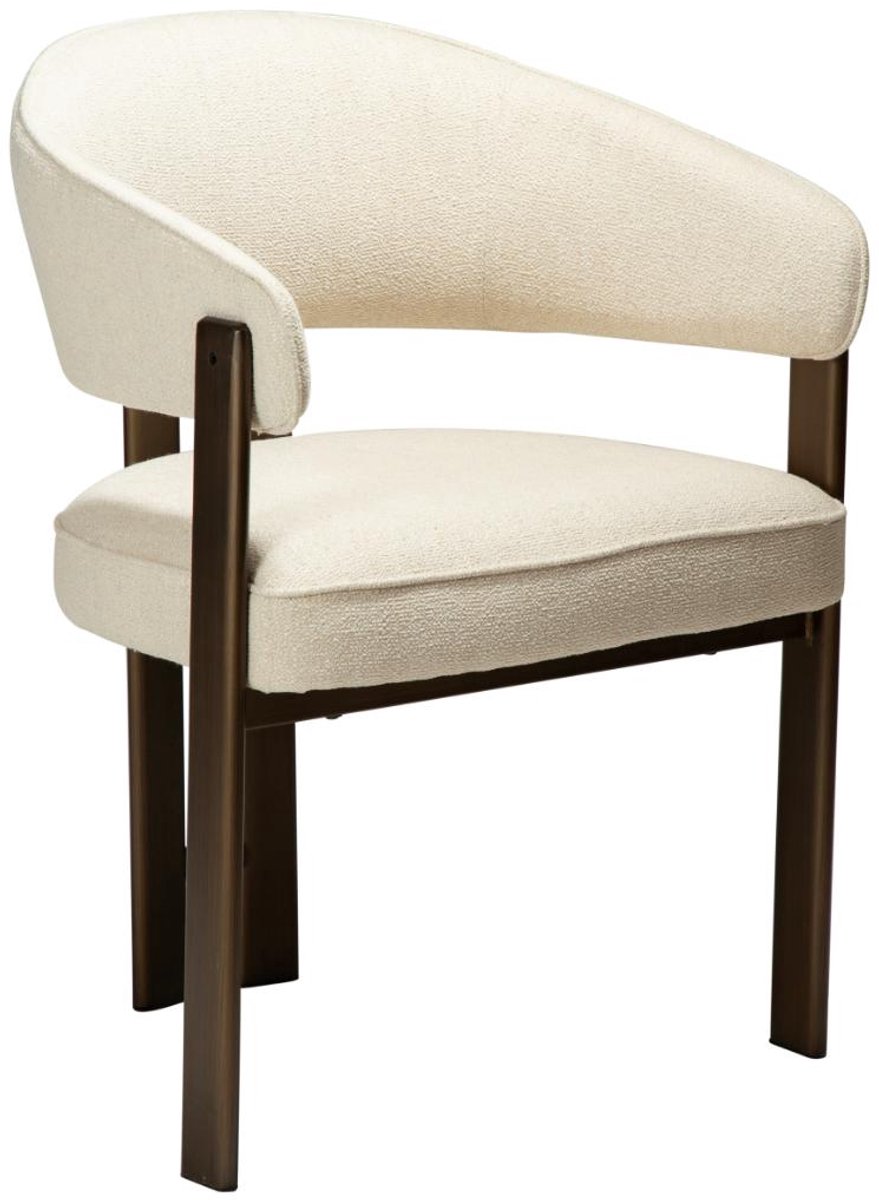 Duct Dan-Form eetkamerstoel met armleuningen bouclé beige.