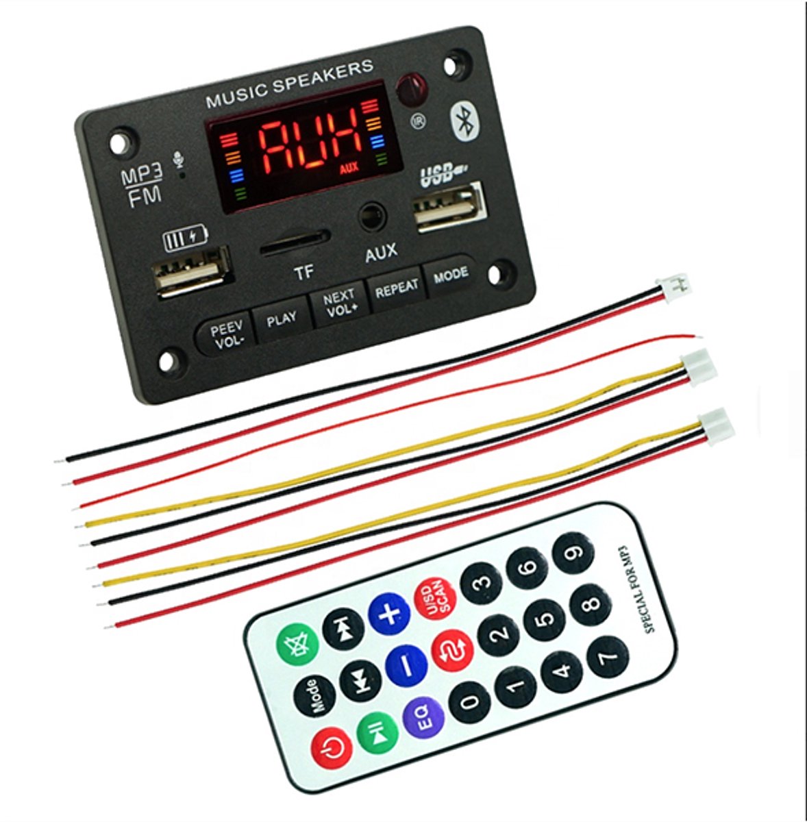 Image of Bluetooth 5.0 MP3 Radio Decoder Module – USB, TF, AUX, FM & Afstandsbediening