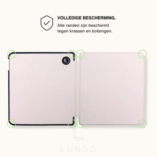 Lunso Geschikt voor Kobo Libra Colour hoes (7 inch) - sleepcover - Lichtroze van Lunso — afbeelding 5