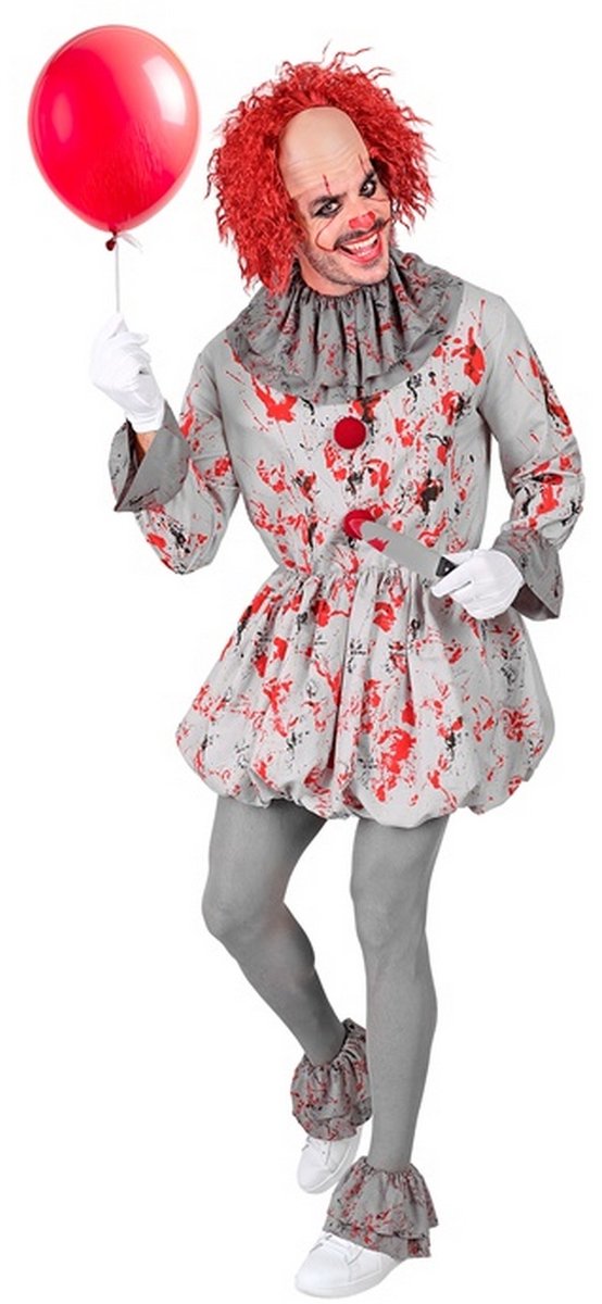 Widmann - Lenny Wise Clown - Man - Grijs - Small - Carnavalskleding - Verkleedkleding