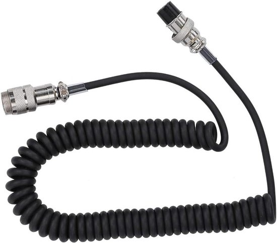 Foto: Allecto plus microfoonverlengkabel 8 pins microfoonconnector abs zwart handige spiraalvormige verlengkabel mannelijk vrouwelijk kabel lange kabel voor optimaal geluidsbereik