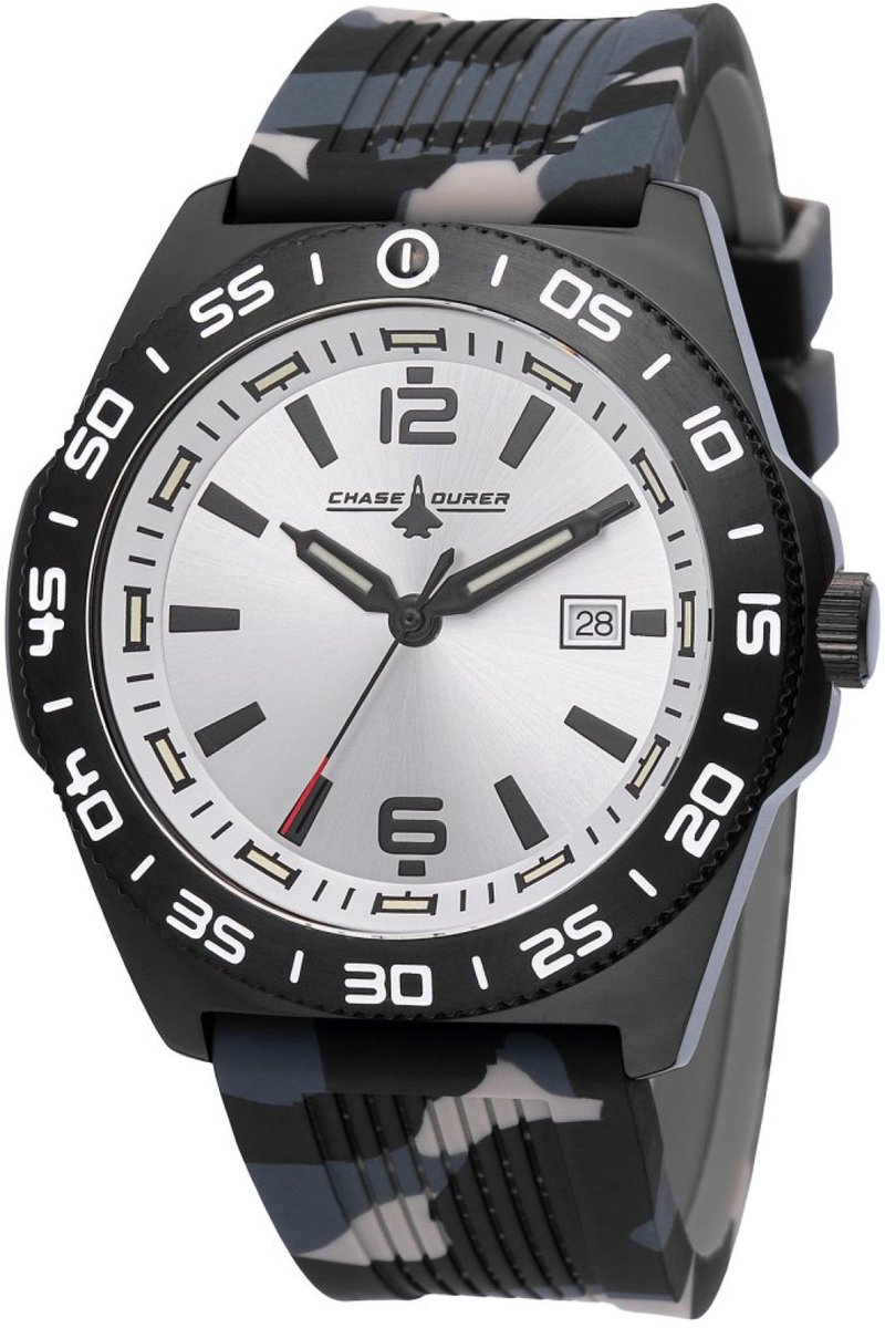 Chase Durer CDW-0177 Heren Horloge - Waterdicht - Analoog - Quartz Uurwerk - Roestvrij Staal met zilveren Wijzerplaat - 45mm