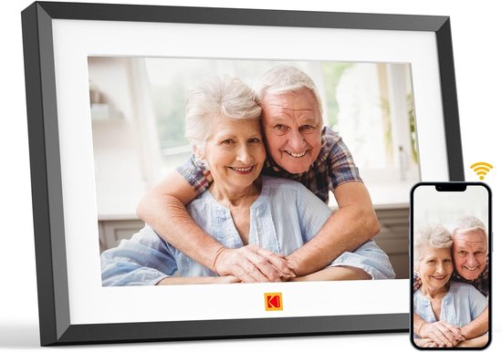 Frameo Digitale fotolijst, wifi, 10,1 inch, 32 GB geheugen, smart digitale fotolijst, 1280 x 800 HD IPS touchscreen, met auto-rotaten, foto's of video's delen via de Frameo-app