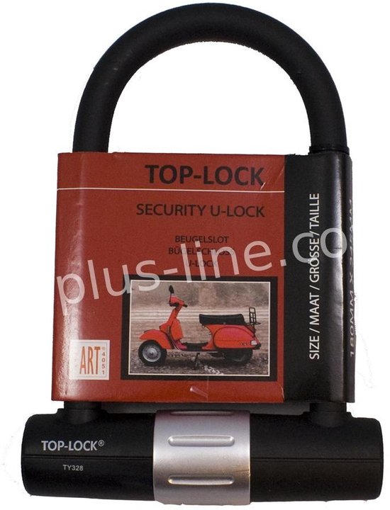 Top-Lock Art 4 Beugelslot - Motorslot / Scooterslot - Gehard Stalen Beugel - Art Gekeurd Slot voor Motor en Scooter & Brommer - 32 cm van Top Lock — afbeelding 4