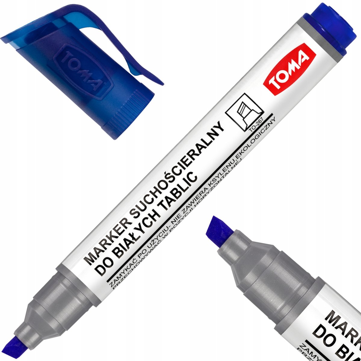 Toma Whiteboard Stift TO-267, Afgeschuinde Punt, Blauw