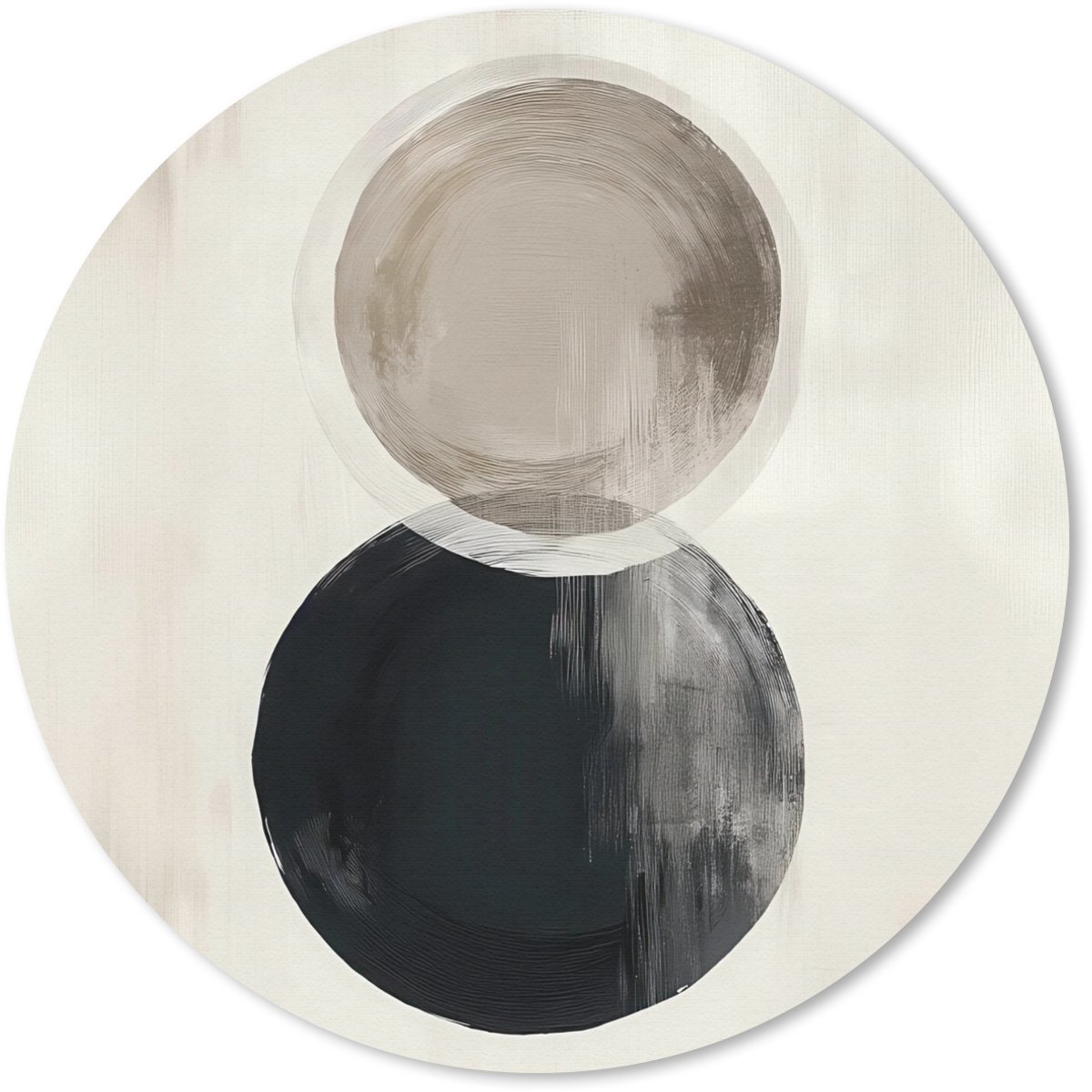 Muismat rond 20x20 cm - Mousepad Cirkels - Vorm - Beige - Abstract - Ronde muismatten