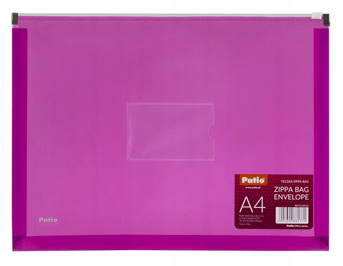 Patio Zippa Bag A4 Map Map Roze Documentenmap met Rits