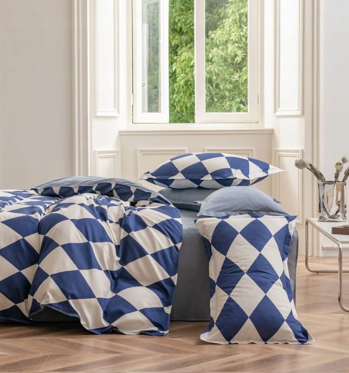 Moderne Dekbedovertrekset Blauw Shaken Board 200x220 cm