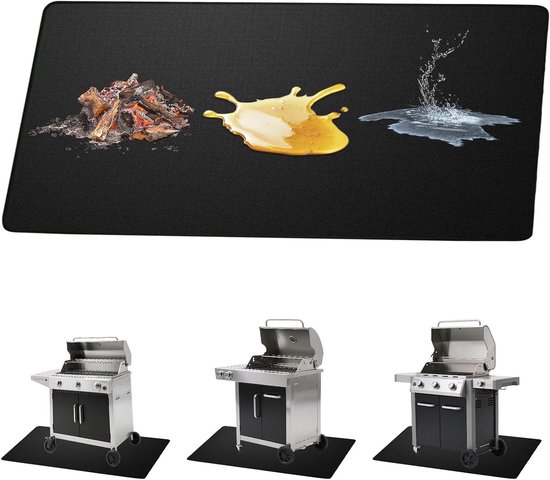 Khongoo Vuurvaste onderlegger, 40 x 60 cm, 1 mm, hittebeschermingsmat voor luchtfriteuse, hittebestendige onderlegger voor keukenwerkbladen, olie- en waterafstotend, gemakkelijk te reinigen, zwart, 2