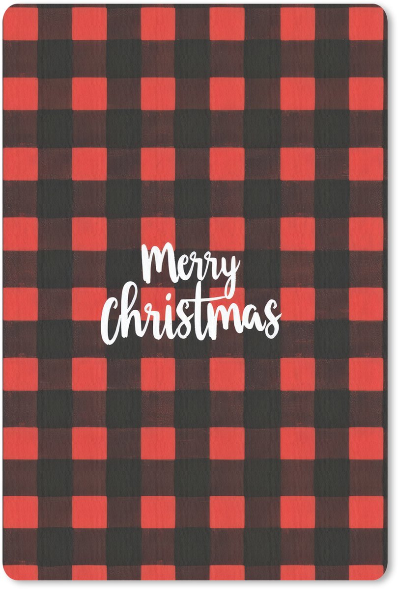 Muismat 18x27 cm - Mousepad Geruit - Rood - Tekst - Christmas - Muismatten