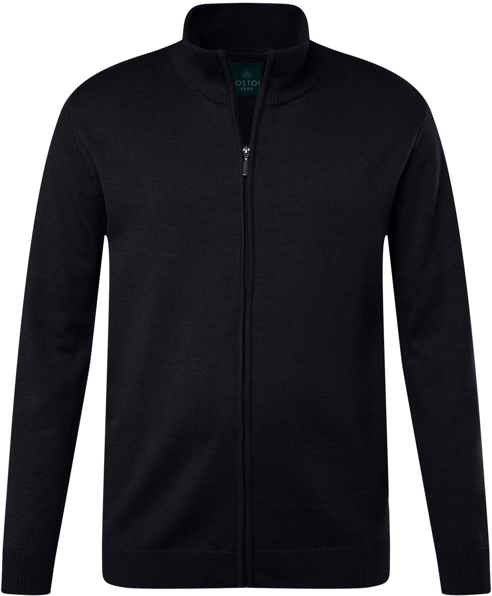 Boston Park - Heren - Gebreide jas lange mouwen opstaande kraag - Navy blauw - Maat 56+