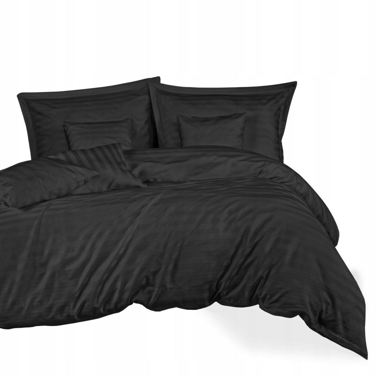 Luxe Bamboe Katoen Satijn Beddengoed Set Zwart Gestreept 180x200