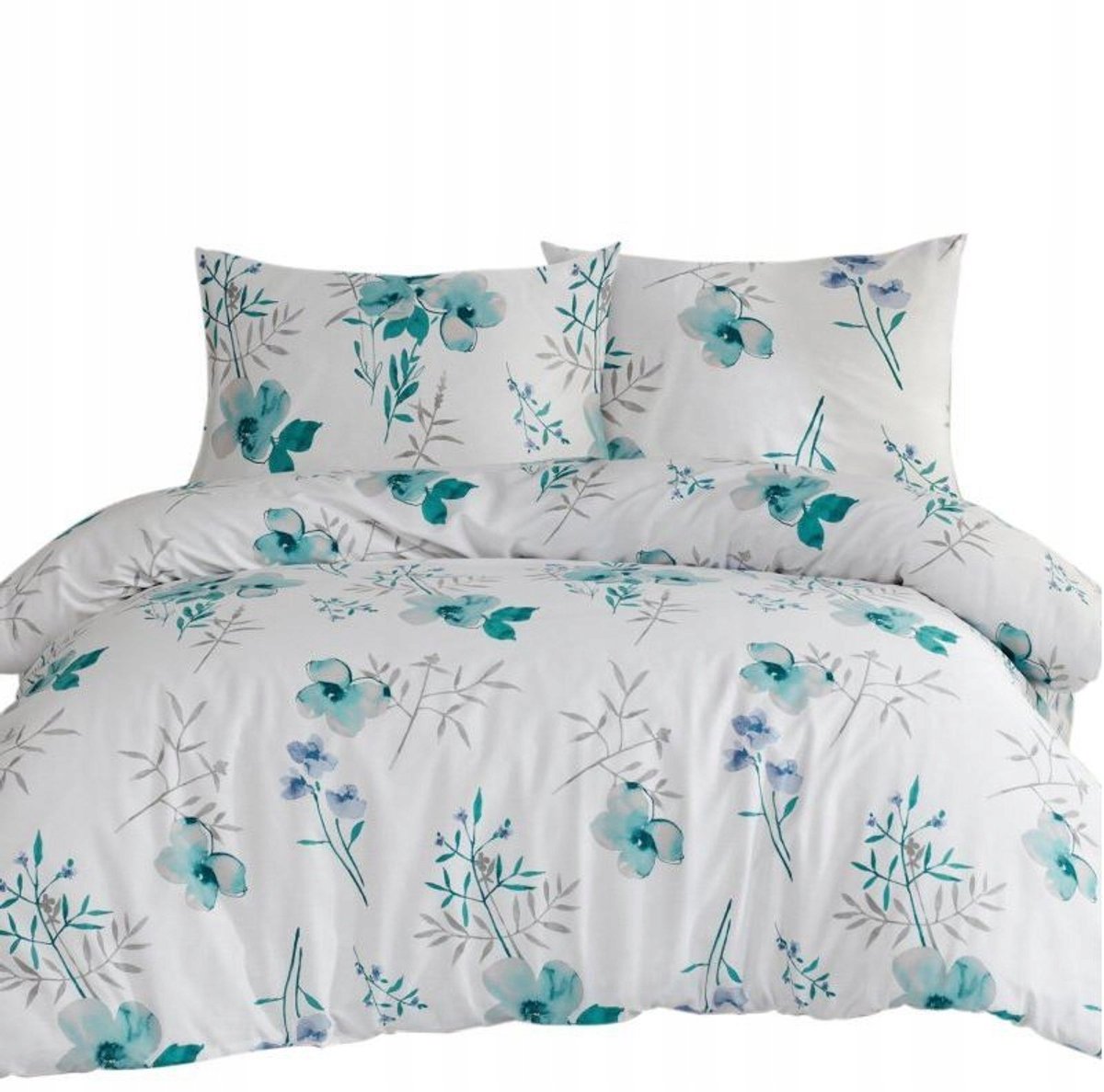 Flanellen Dekbedovertrek Set 160x200cm Wit Bloemen 100% Katoen