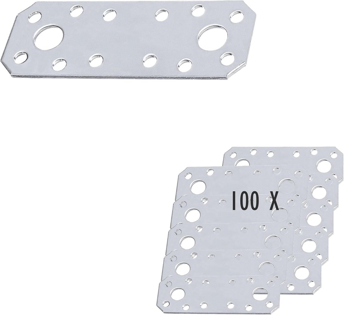 25 x siwitec vlakke connector 96 x 35 x 2 mm roestvrij staal, weerbestendige geperforeerde plaat houtconnector, geperforeerde plaat montageplaat, vlak staal roestvrij staal