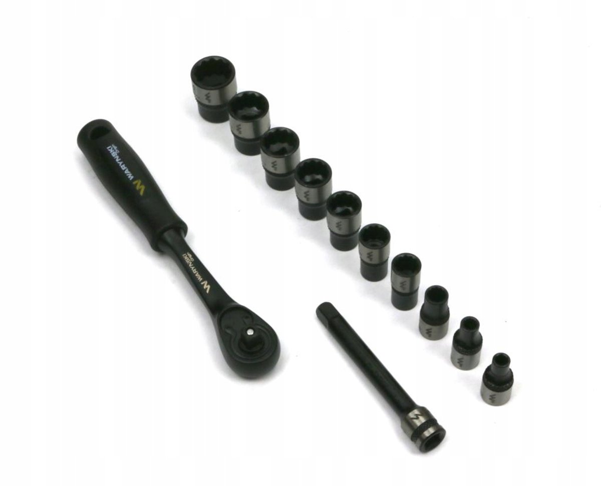 12-delige Verlengde Dopset 1/4" met Ratel en Verlengstuk