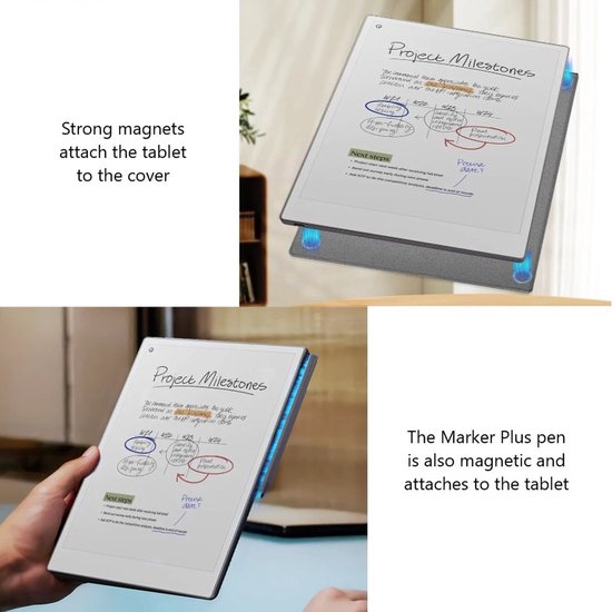 reMarkable® Paper Pro met Marker Plus en Blauwe Magnetische Hoes van Merkloos — afbeelding 5