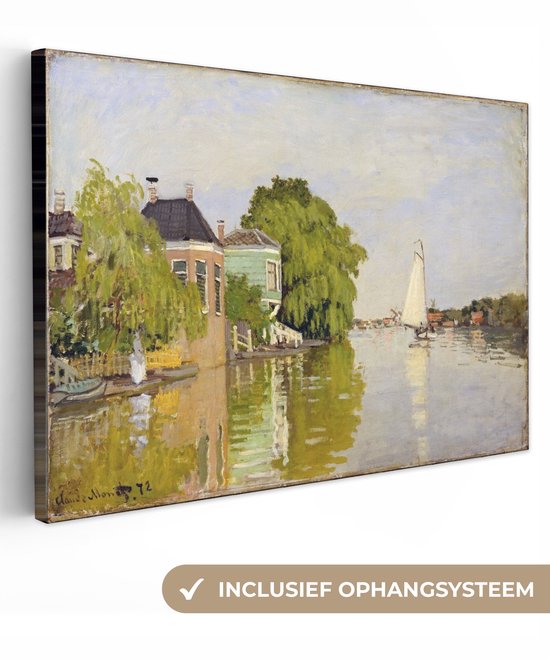 Tableau sur toile Maisons à l'Achterzaan - Peinture de Claude Monet - 140x90 cm - Décoration murale