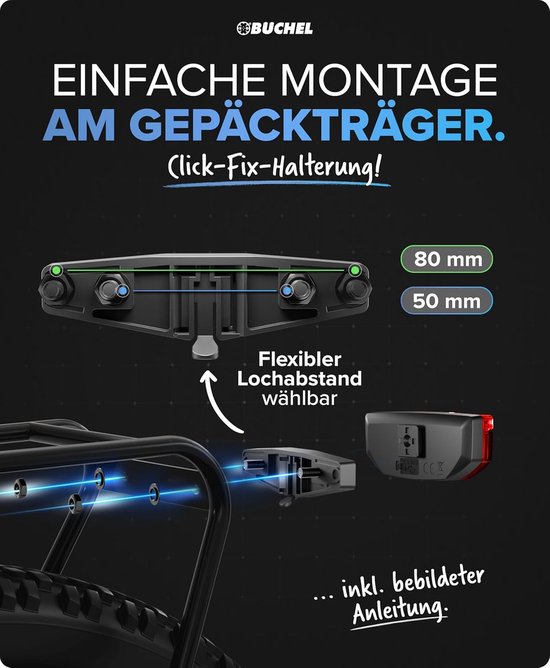LED Achterlicht voor Fiets - USB-C Oplaadbaar, StVZO Goedgekeurd, Eenvoudige Montage — afbeelding 4