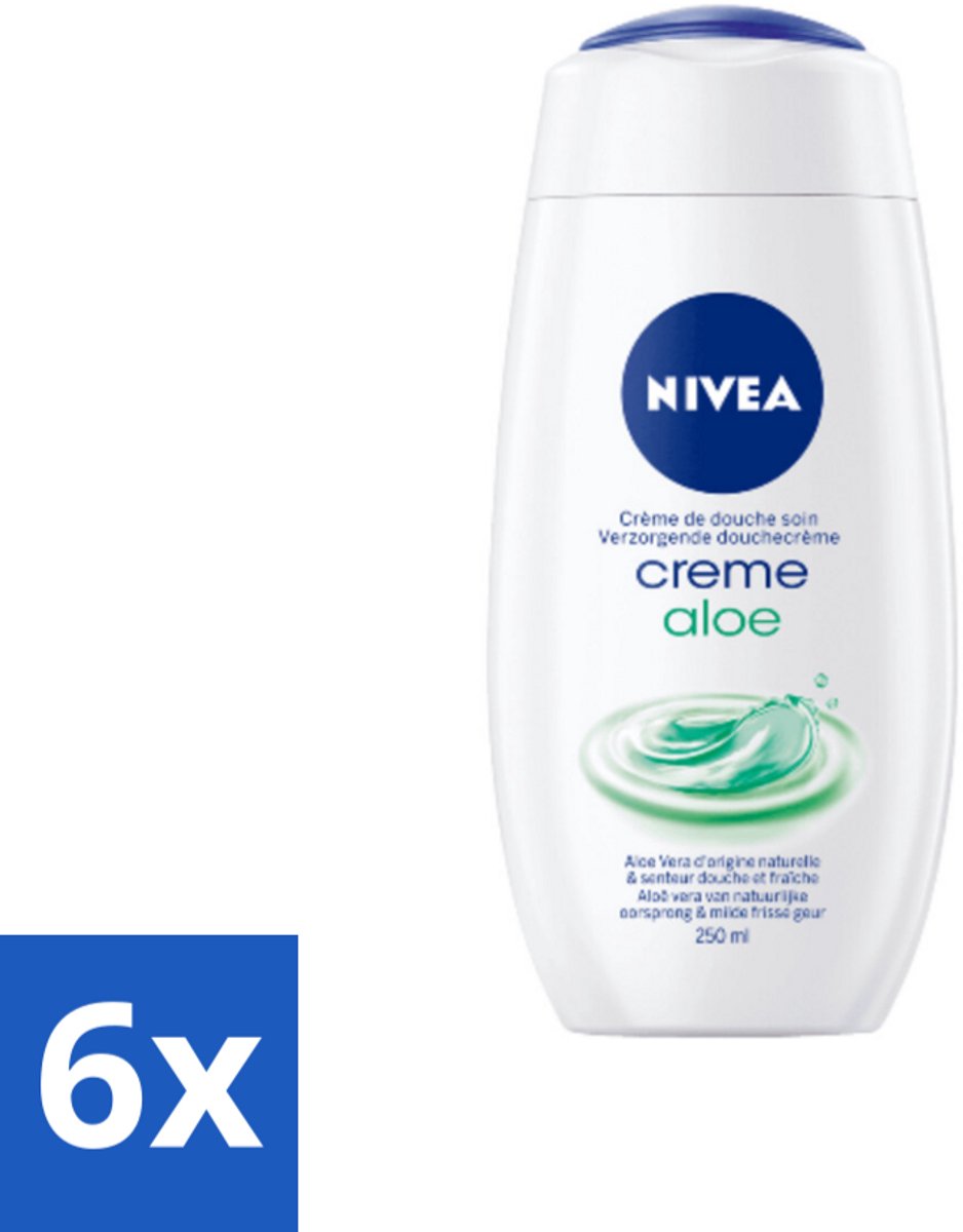 6 x NIVEA Douchecrème Aloë 250 ml - Douchegel - Aloe Vera - Hydratatie - Verzorging - Frisse Geur