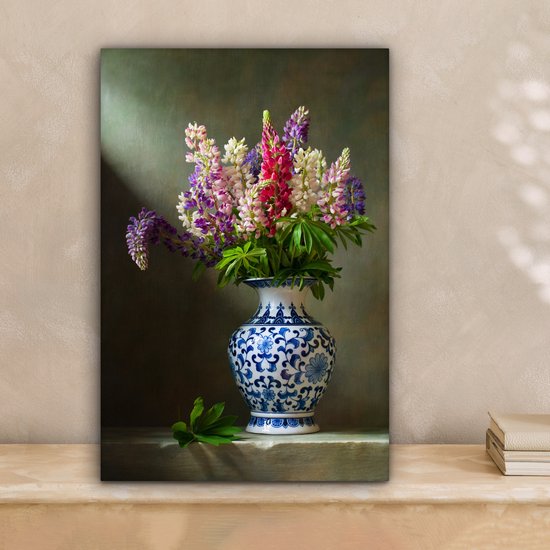 Tableau sur toile Nature morte - Vase - Fleurs - 20x30 cm - Décoration murale