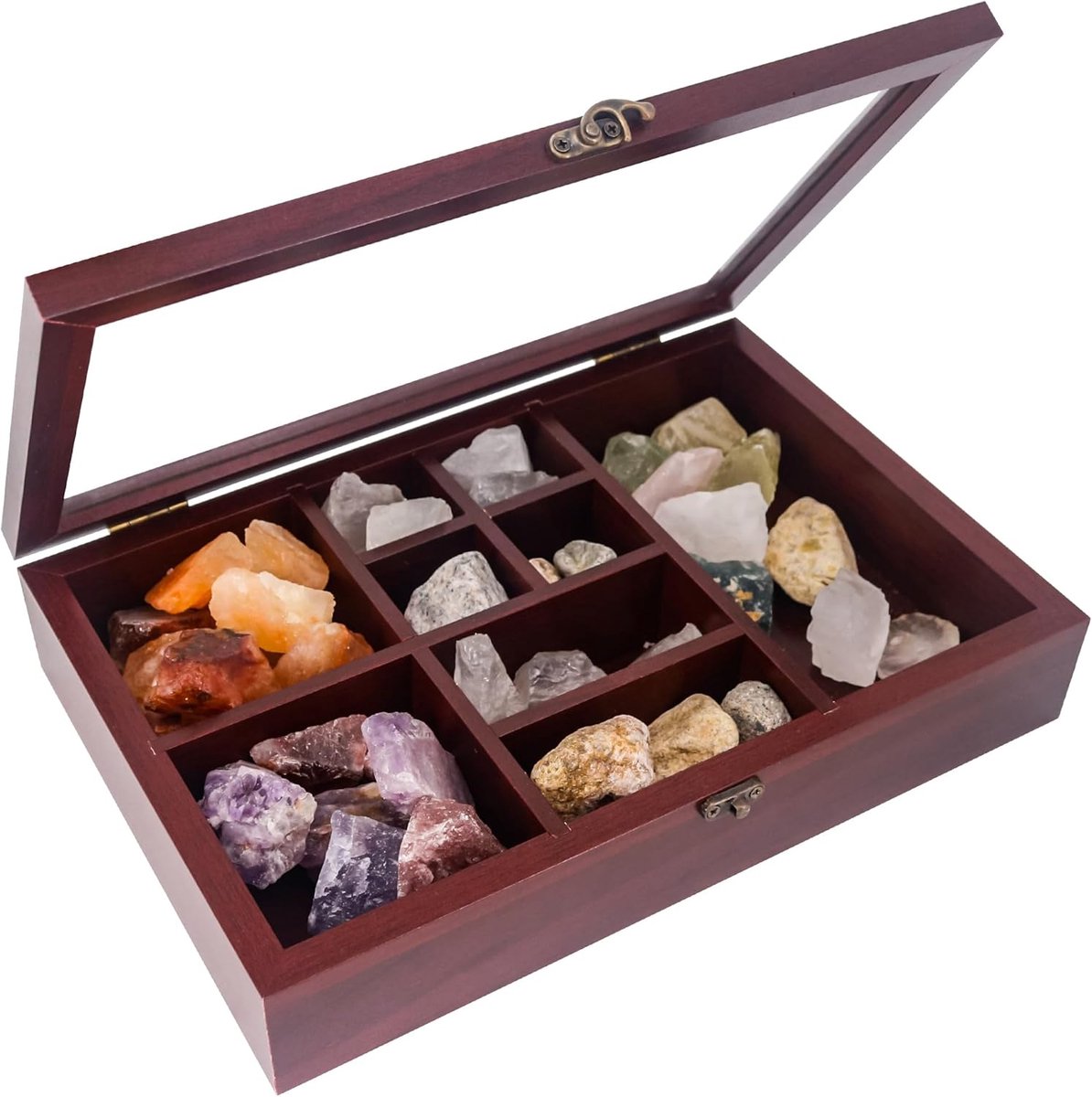 Vitrine voor Kristallen en Edelstenen - Multifunctionele Opbergdoos met Glazen Deksel
