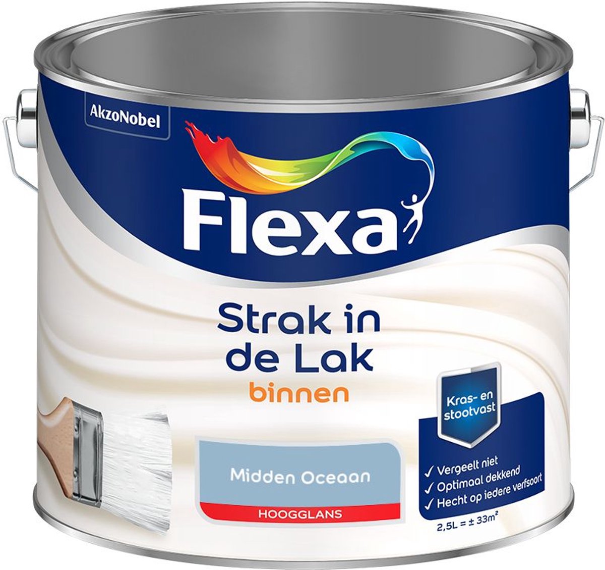 Flexa - Strak in de Lak Binnenlak Hoogglans - Midden Oceaan - Mengverf - 2.5 L