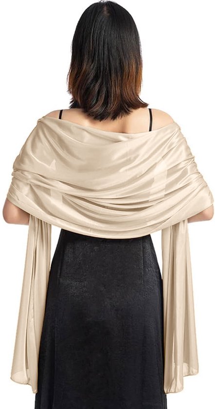Dames Sjaal - Bruidssjaal - Oversized Zacht Polyester Champagne - Voor Avondjurken En Dagelijks Gebruik